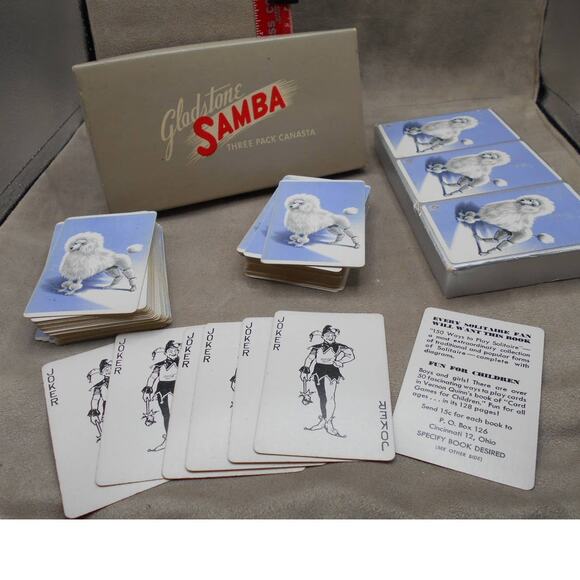 Gladstone Samba Three Pack Canasta Set Poodle Cards Incomplete Please Read Desc - Picture 1 of 5
